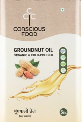 Conscious Food Groundnut Oil Cold Pressed 5ltr Organic