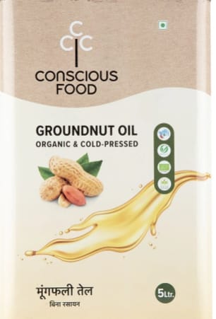 Conscious Food Groundnut Oil Cold Pressed 5ltr Organic