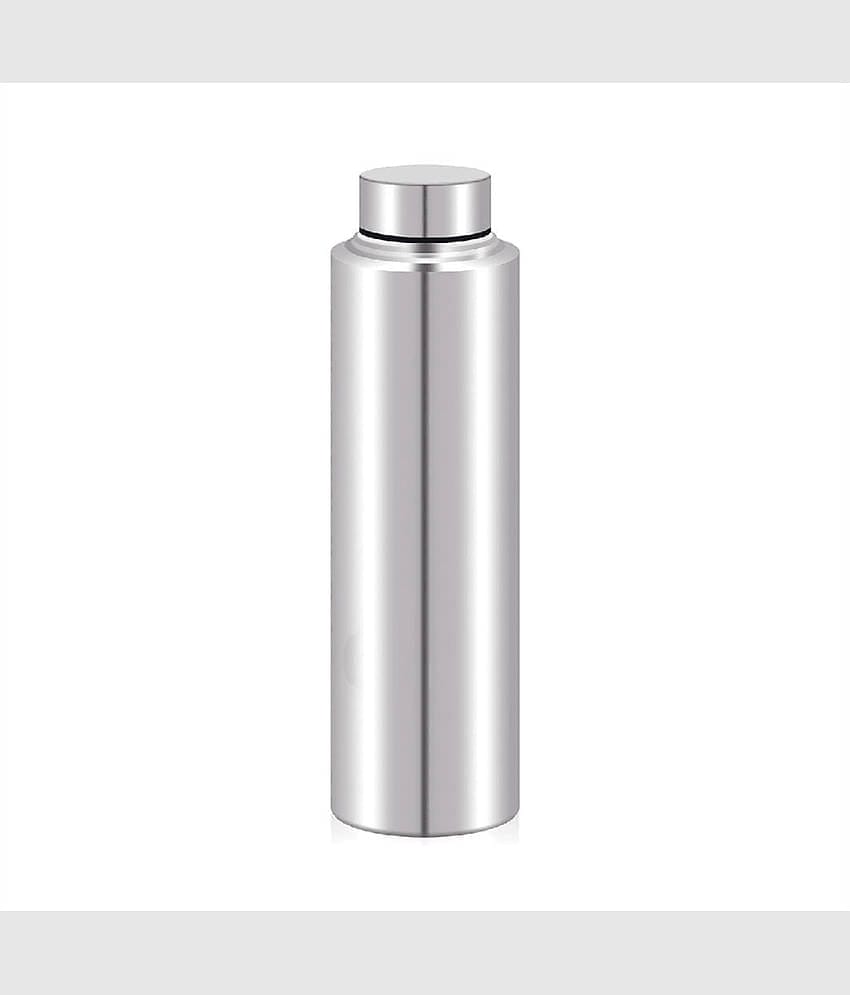 ATROCK Fridge Water Bottle 1 Litre | Single Wall Bottle Silver Stainless Steel Water Bottle 1000 mL ( Set of 1 )