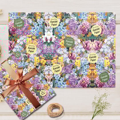 Custom Gift Wrapping Paper - Bespoke Floral Dawn-Lots of Love / Set of 10 sheets