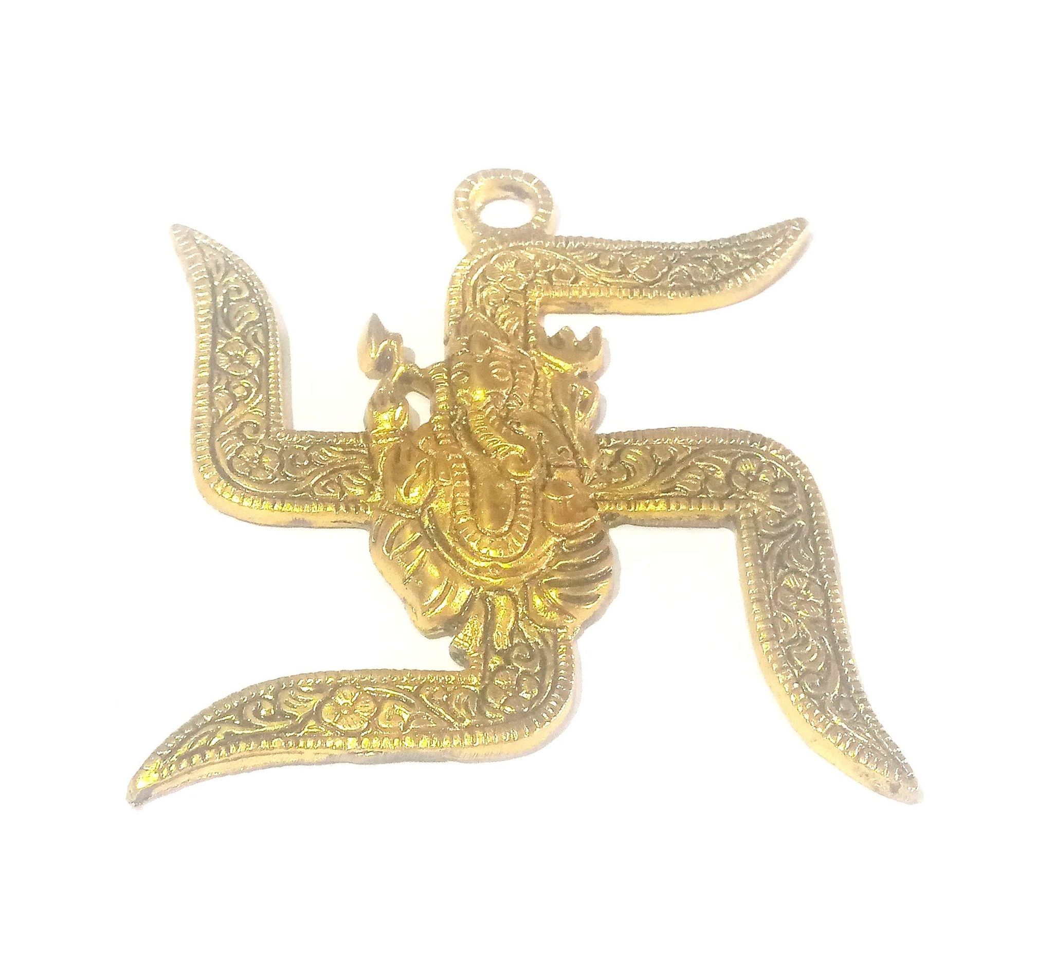 Nawani Swastik Metal Ganesha On Wall Hanging Home Decor, Size 10/10 cm