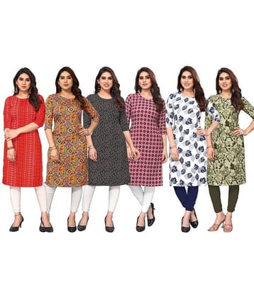 KETAKI FASHION Crepe Printed Straight Women's Kurti - Multicolor6 ( Pack of 6 )