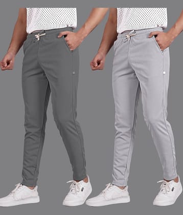Septem Off White Cotton Blend Men's Sports Trackpants ( Pack of 2 )