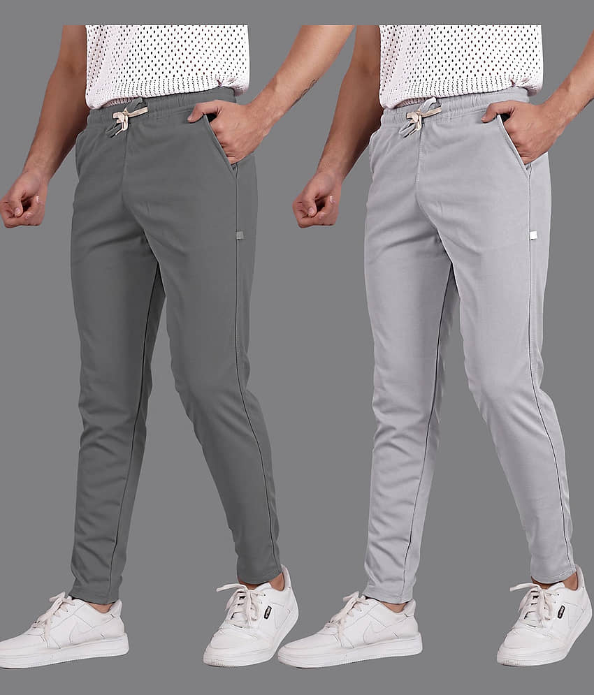 Septem Off White Cotton Blend Men's Sports Trackpants ( Pack of 2 )
