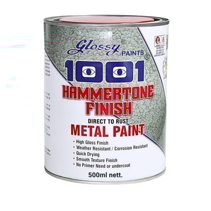 1001 Hammertone High-Gloss Metal Paint | Ideal for Metal Almirahs, Pipes, Machinery, Coolers, Steel Cupboards, & Woods & More | 500ml - Deep Blue Color