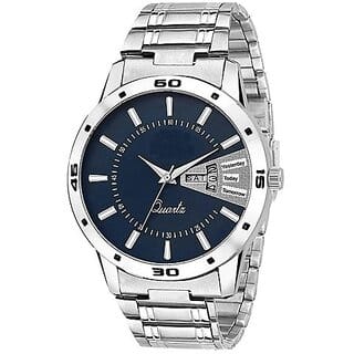 Griffin Analog Day Date Functioning Stainless Steel Chain Watch for Men Boys (Blue Dial)