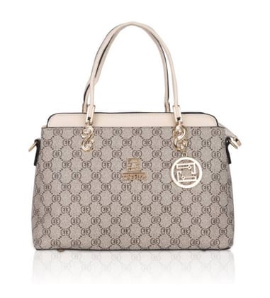 Women's Faux Leather Printed Handbag (Beige)