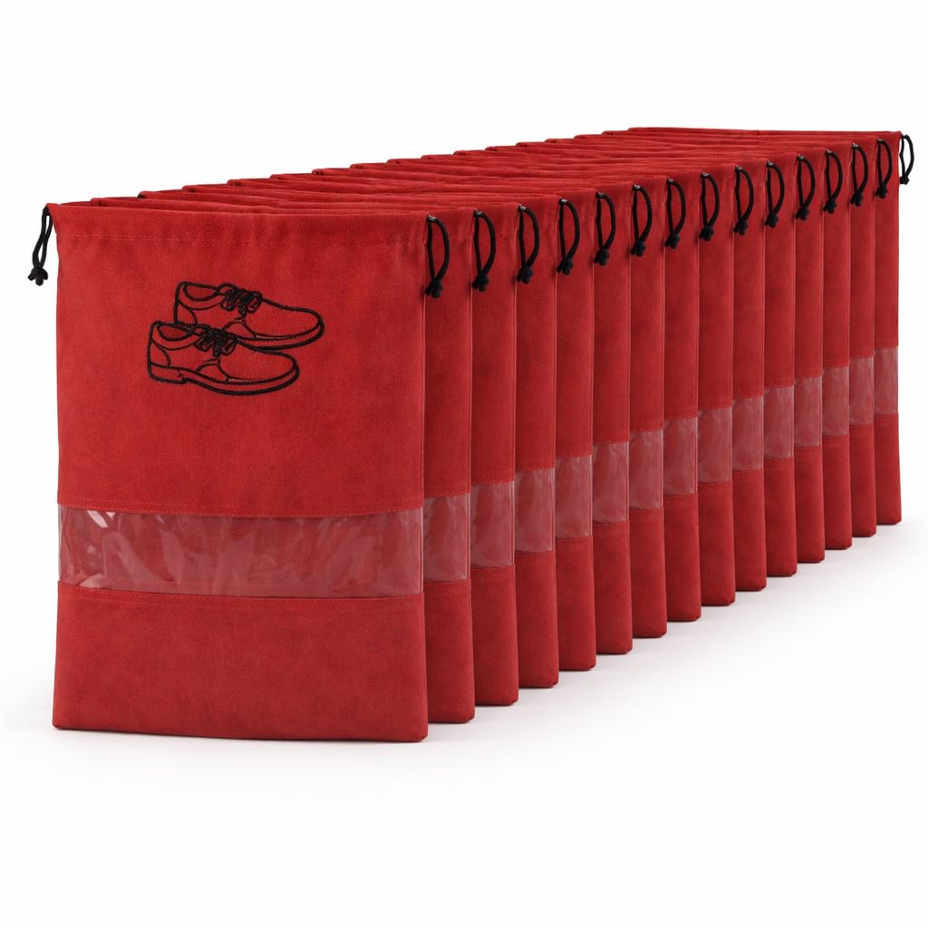 The Drape Desi Transparent Shoe Bag for Travel & Storage – Dustproof Maroom Red Color Shoe Cover Pouch for Men & Women | Shoe Organizer for Luggage & Wardrobe (Pack of 6)