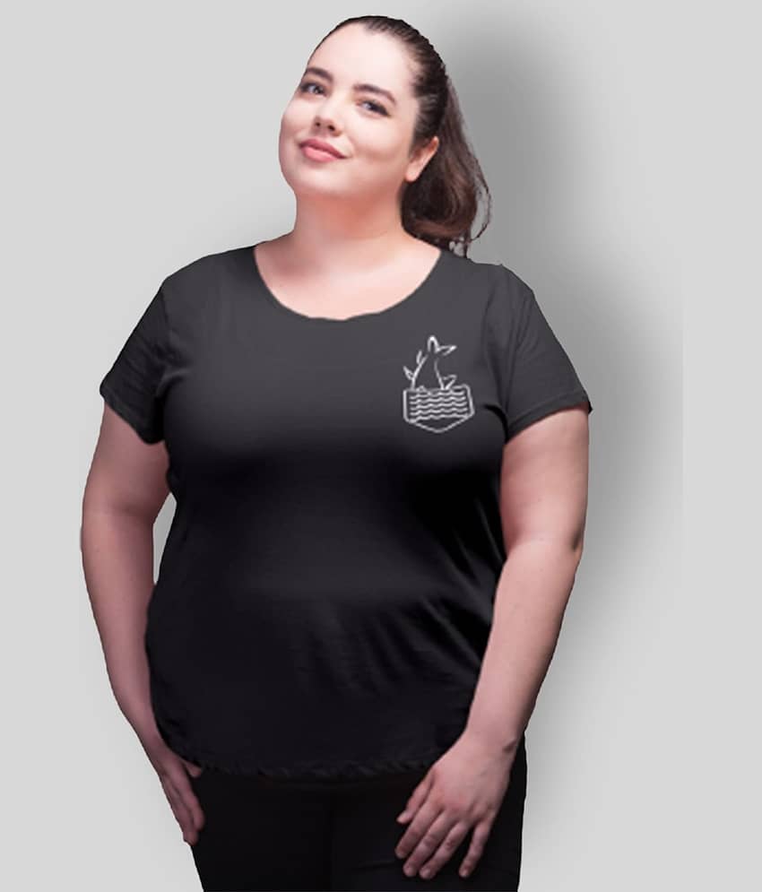 Neo Garments Women Cotton Printed Regular Fit Round Neck T-Shirt ( Black )