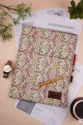 Russian Roulette Hand Block Printed Yellow File Folder-12.5 X 9.5 IN / Yellow / Yellow
