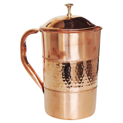 Pure Copper Water Jug � 1.6 Liter| Ayurvedic Drinkware for Kitchen & Dining, Height : 8.5 Inch (BCMAS120 B)