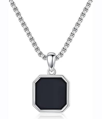 Dzinetrendz Silver Plated Stainless Steel Chain with Pendant ( Pack of 1 )