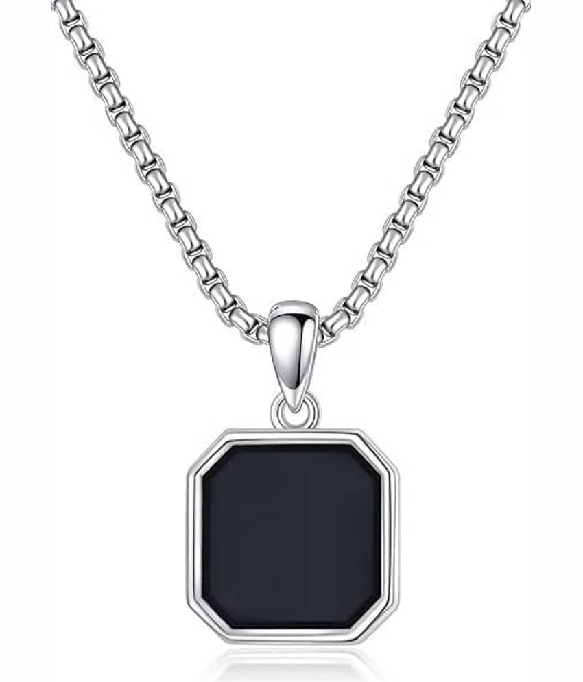 Dzinetrendz Silver Plated Stainless Steel Chain with Pendant ( Pack of 1 )