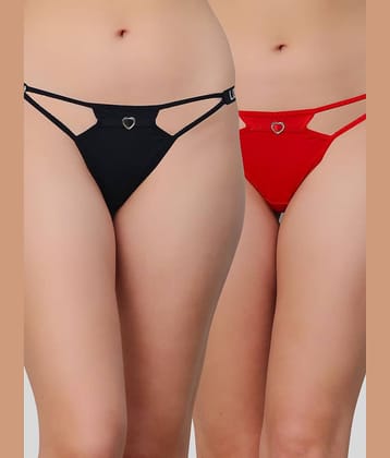 PrettyCat Pack of 3 Polyester Thongs For Women ( Multicolor 4 )