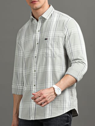 Men's Casual Slim fit Check Shirt | Rick Rogue-Grey / M/38