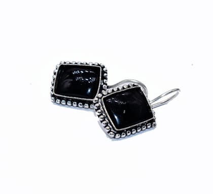Silver Square Designer Dangale Earring Stone Work Oxidized Earring , SER-095-Per Pair
