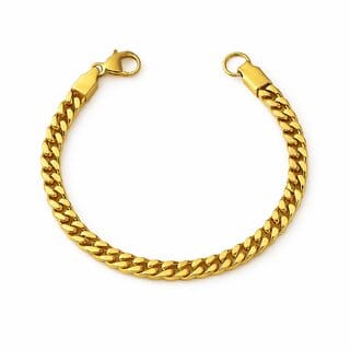 KIMTI 18k Gold Plated Men Bracelet (Gold, Curb Chain) KIMTI 18k Gold Plated Men Bracelet (Gold, Curb Chain)