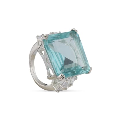 Alena - Light Blue Stone Cubic Zirconia Ring-US 5