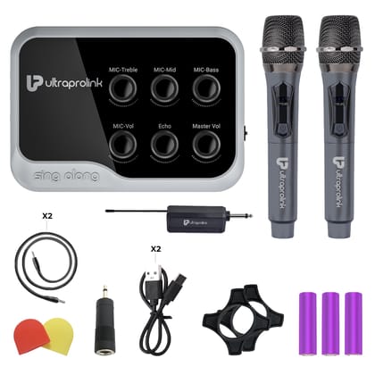 Sing-Along Duet Wireless Karaoke & Live Broadcast Mixer with Dual Wireless Mics UM1002D