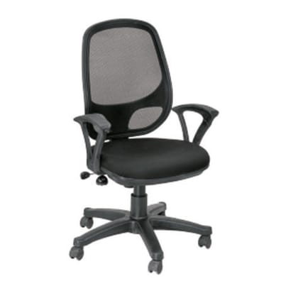 Set with Net - Back In Mesh, Fabric Seat, Fixed Arm, Nylon Base & Castor (CS-M09-MB)