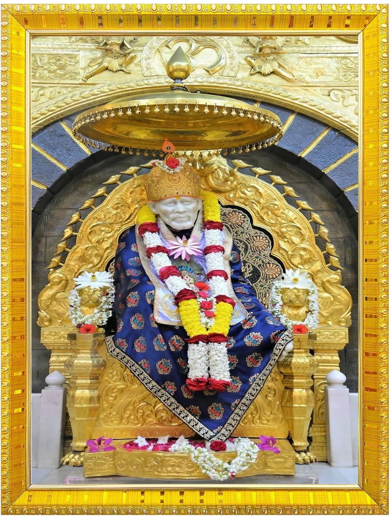 NOKKES Sai Baba Shirdi sai baba photo frame Golden 5X7 Inch Photo Frame_AQW13