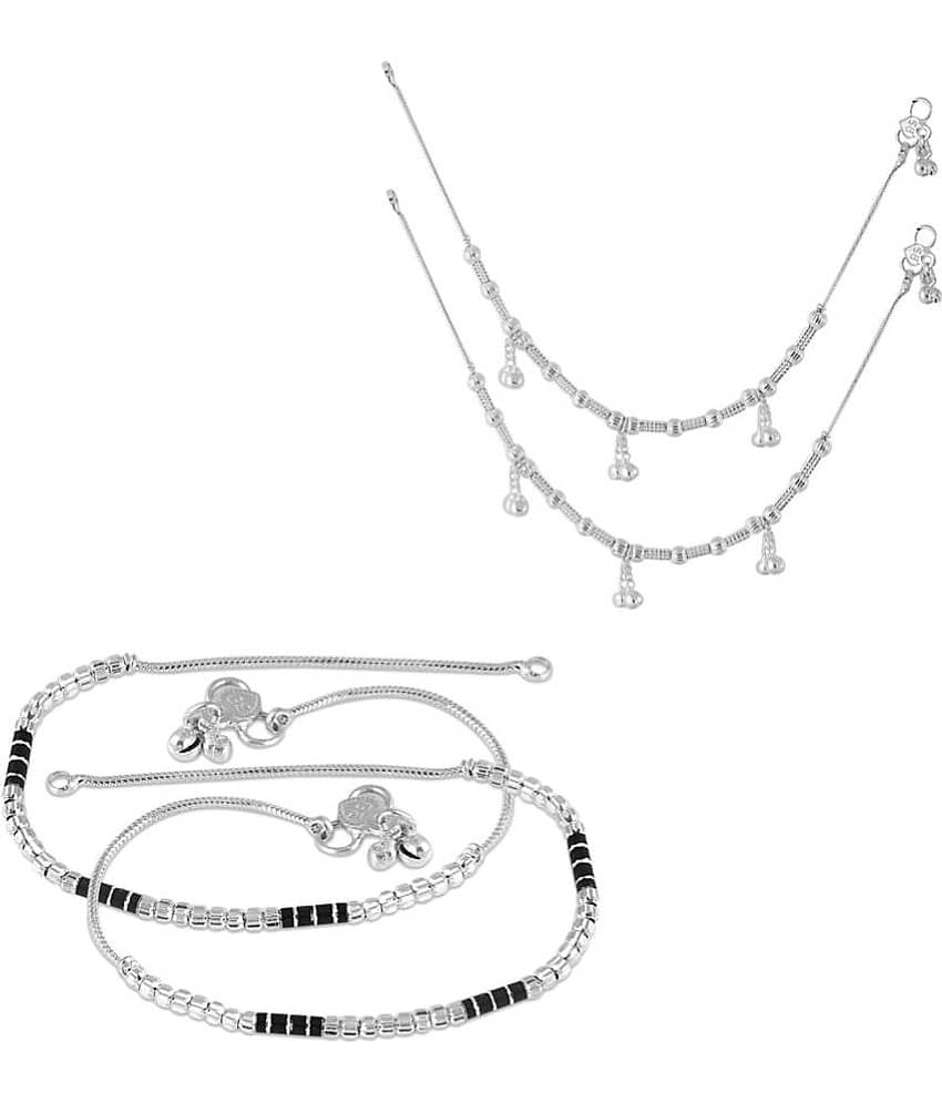 HEER COLLECTION - Silver Anklets ( Pack of 2 )