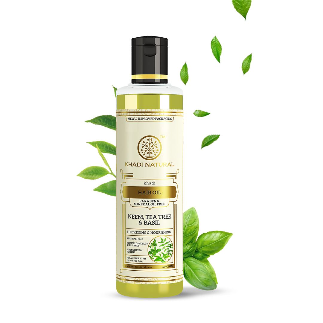 Khadi Natural Neem Teatree & Basil Hair Oil Paraben Mineral Oil Free - 210ml