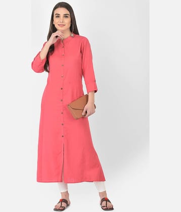 Pistaa - Peach Cotton Blend Women's Front Slit Kurti ( Pack of 1 )