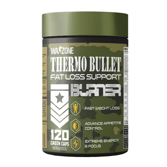Warzone Nutrition I Thermo Bullet I Fat Loss Support I Burner I Fast Weight Loss I Advance Appetite Control I Extreme Energy & Focus I Nutraceutical I 120 Green Capsules