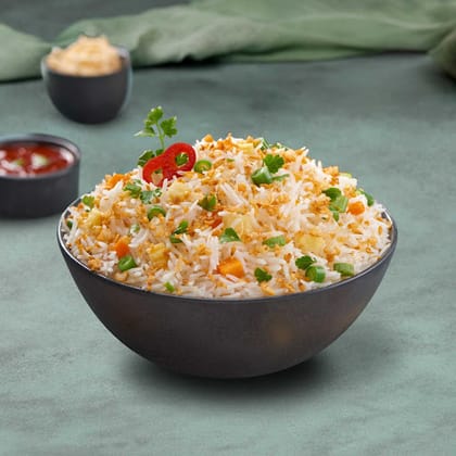 Veg Burnt Garlic Fried Rice Bowl.