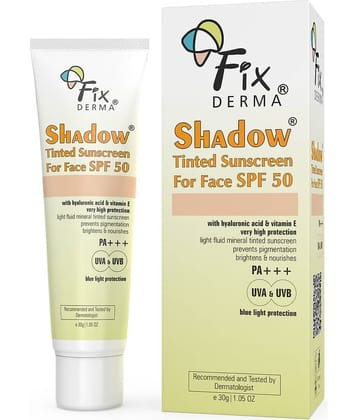 Fixderma Shadow Tinted Sunscreen SPF 50 with Vitamin E, Sunscreen for UVA,UVB Protection, 30g
