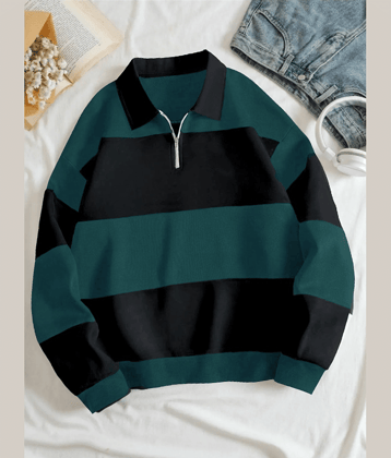 Try This Cotton Blend Polo Collar Men's Sweatshirt - Green ( Pack of 1 )