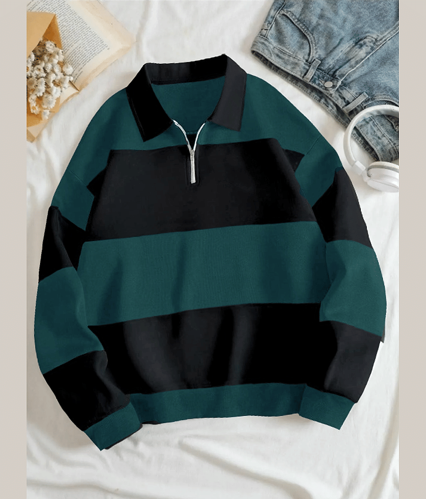 Try This Cotton Blend Polo Collar Men's Sweatshirt - Green ( Pack of 1 )