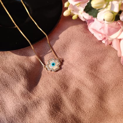 Evil Eye Clover Necklace-Gold