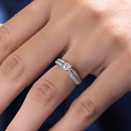 Elie Solitaire Silver Moissanite Ring for Women | White Gold-13 / White Gold