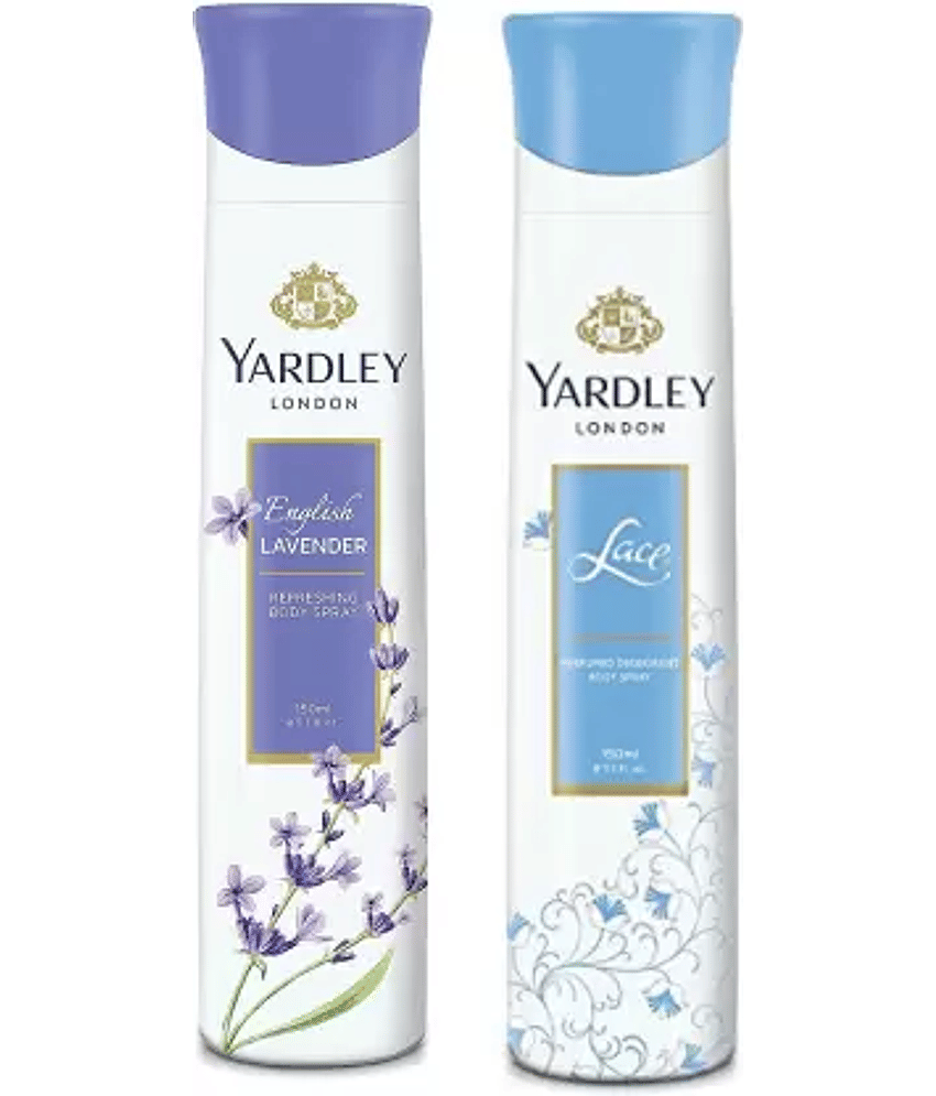 Yardley London English Lavender and Lace  Body Spray - For Women.150 ml each,pack of 2