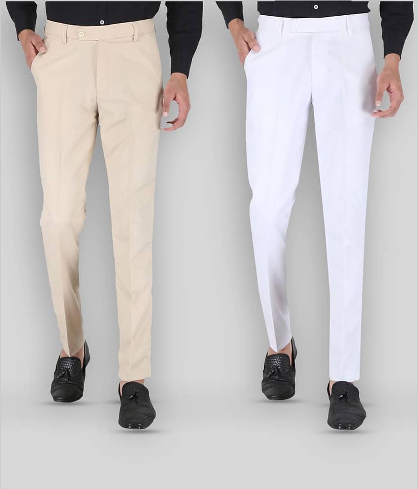 Playerz - Multicolor Polycotton Slim - Fit Men's Formal Pants ( Pack of 2 )