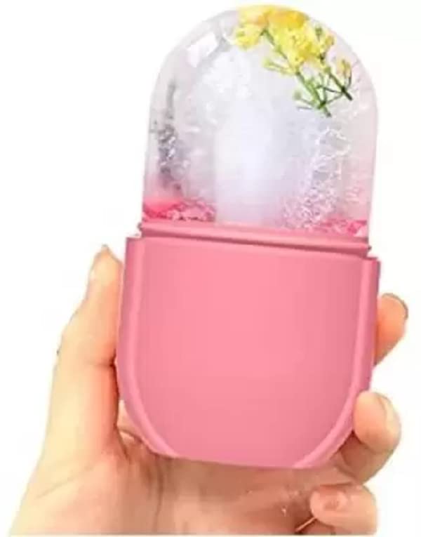 Elecsera 105 Ice Roller Reusable Silicone Facial Ice Roller For Glowing & Tighten Skin Massager (Pink)