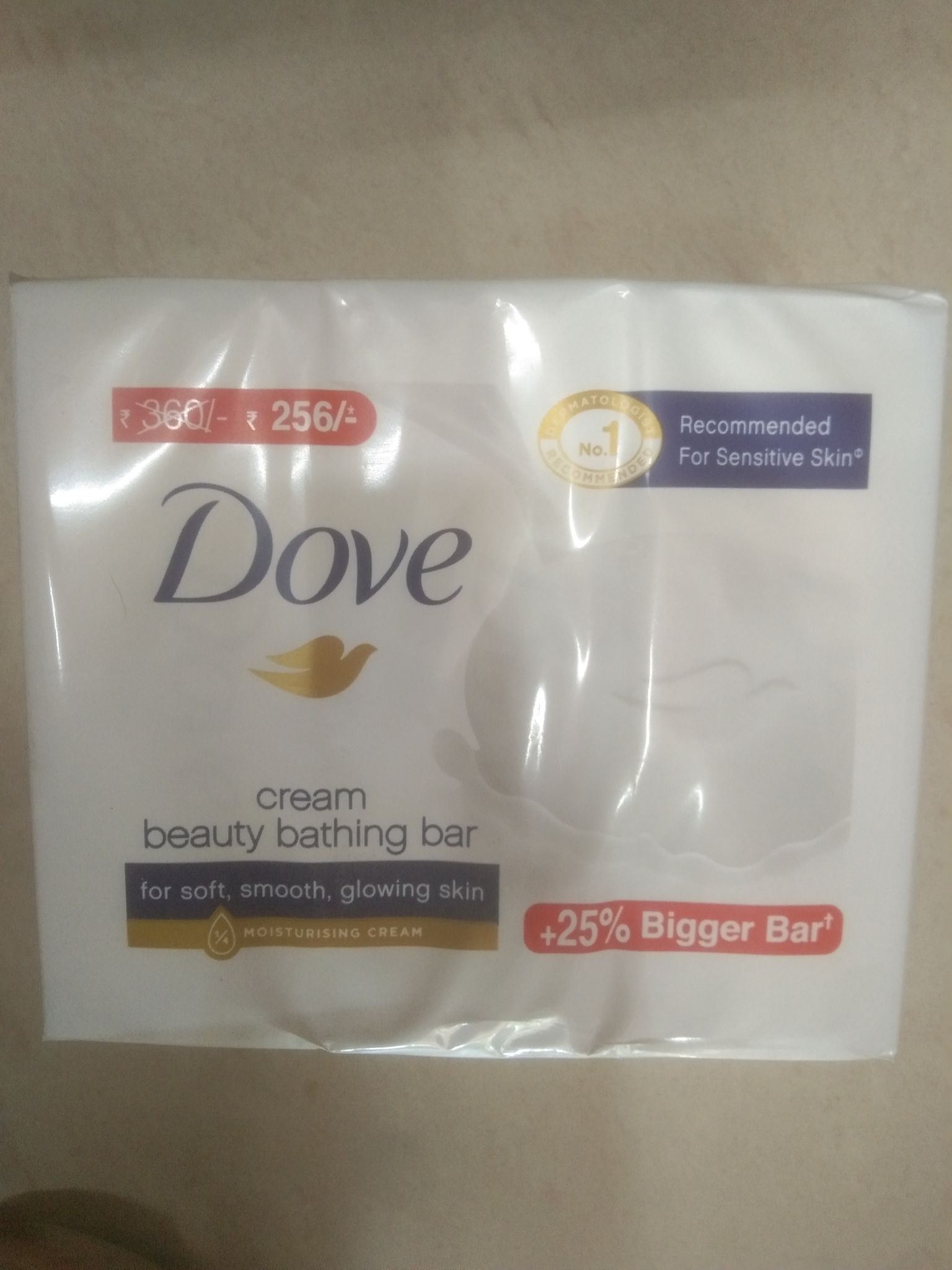 Dove Cream Beauty bathing bar For soft, smooth, glowing skin Moisturising cream 3*125g 