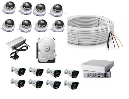 CCTV Complete Security Combo, 8 Channel DVR, 8 Dome Cameras, 8Bullet Cameras, 2TB Hard Disk, 8 Channel Power Supply, 180 Meter Wire Bundle