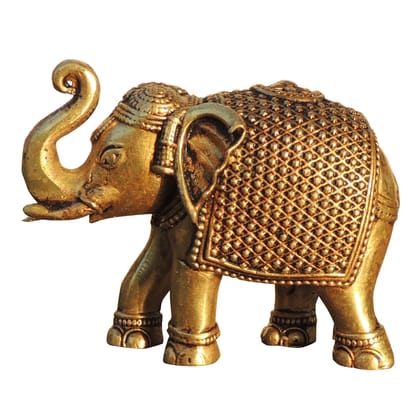 Brass Haathi Decorative Showpiece Statue for Home & Corporate Gifting, Height : 2.5 Inch (BSMAS1707&nbsp;D)