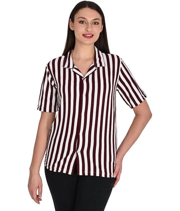 wanquila Women Striped Cotton Shirt ( Maroon )