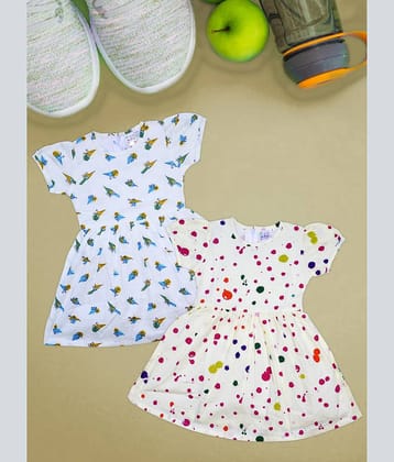 Me N My CLOSET Pack of 2 Baby Girl 100% Cotton Frocks ( White )