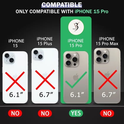 V3Deals Shockproof Transparent Case Compatible with iPhone 15 Pro | Hard Poly Carbonate Protective Back Cover | Military Drop Tested | Wireless Charging Support (iPhone 15 Pro)