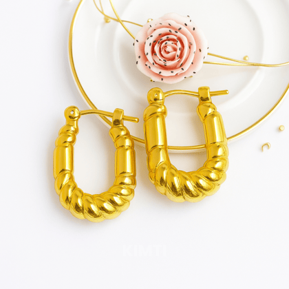 18K Gold Plated Gold-Plated Geometric Hoop Anti Tarnish Earring