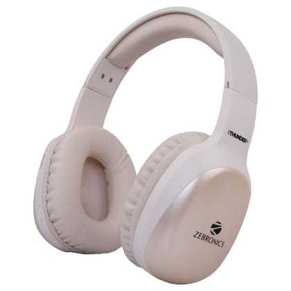 ZEBRONICS Thunder PRO Over Ear Wireless Headphone with Dual Pairing, Gaming Mode, ENC, Bluetooth, Call Function, Aux, Micro SD, Voice Assistant, Deep Bass, Up to 60h Backup (Beige) ZEBRONICS Thunder PRO Over Ear Wireless Headphone with Dual Pairing, Gami