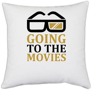 UDNAG White Polyester 'Television | Going to the movies' Pillow Cover [16 Inch X 16 Inch]