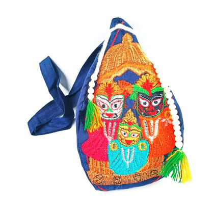 MAYAPURI Jagannath Balaram Subhadra Embroidery Chanting Bag/Japa Bag with Sakshi Mala