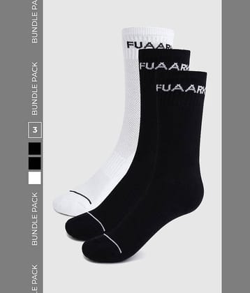 Fuaark Pack of 3 Men's Cotton Blend Mid Length Socks ( Black )