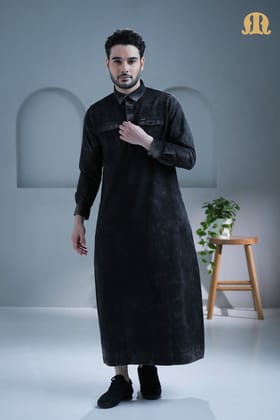 Brimstone Black Denim Thobe For Men-S